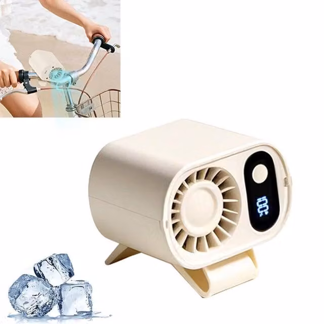 FLAVORA Mini 360 Degree Car Air Conditioner Fan with LED Display in Beige