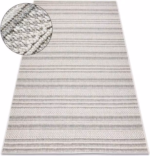 RugsX Origi Geometric Grey Flat Weave Rug, W: 140 cm, D: 190 cm – 1