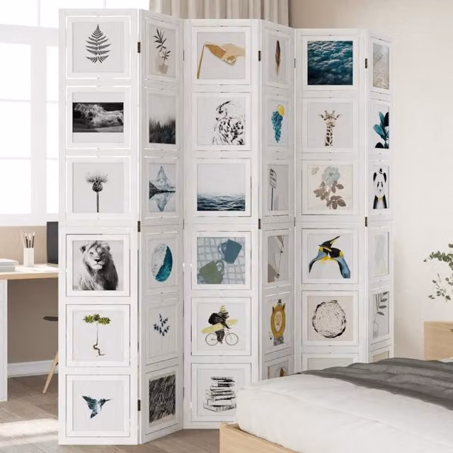 Berkfield Home 6-Panel Room Divider in White Solid Paulownia Wood