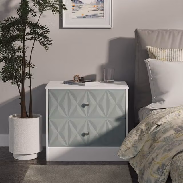 Ready Assembled 2 U Memphis 2 Drawer Side Table in Duck Egg Blue – 1