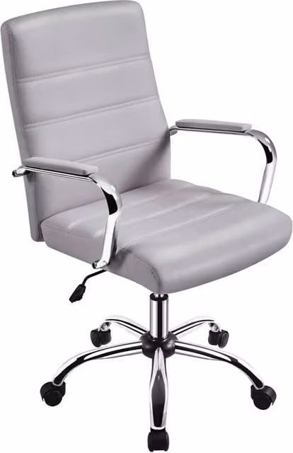 Kelvenix Modern Home Office Task Chair in Light Grey Synthetic Leather
