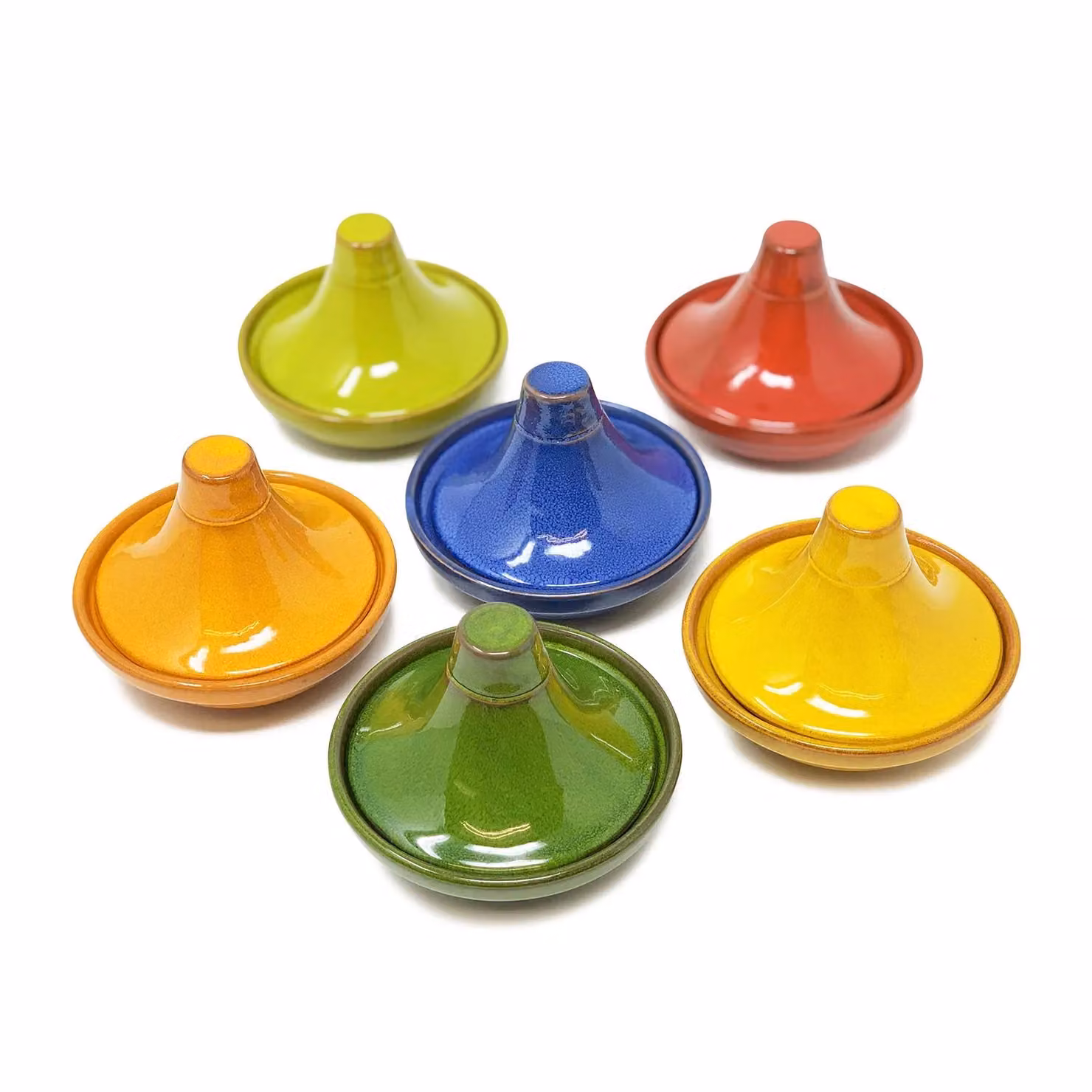 Verano Spanish Ceramics Selena Glazed Hand Dipped Mini Tagine Dip Dishes, Set of 4, Orange