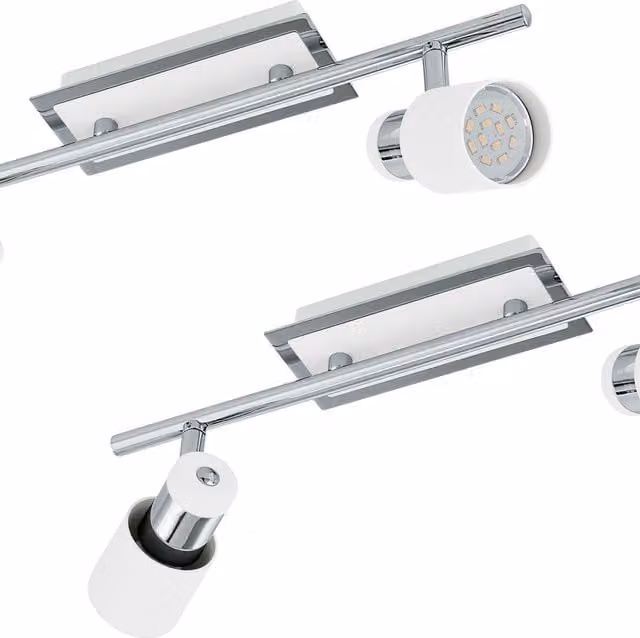 Loops 2 Pack Modern Wall Mounted 2 Spot Light in Chrome and White Steel with 2x5W GU10 Bulbs Included