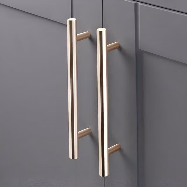 Livingandhome Pack of 2 Gold Aluminium Bar Furniture Pull Handles with 128mm Screw Hole Distance