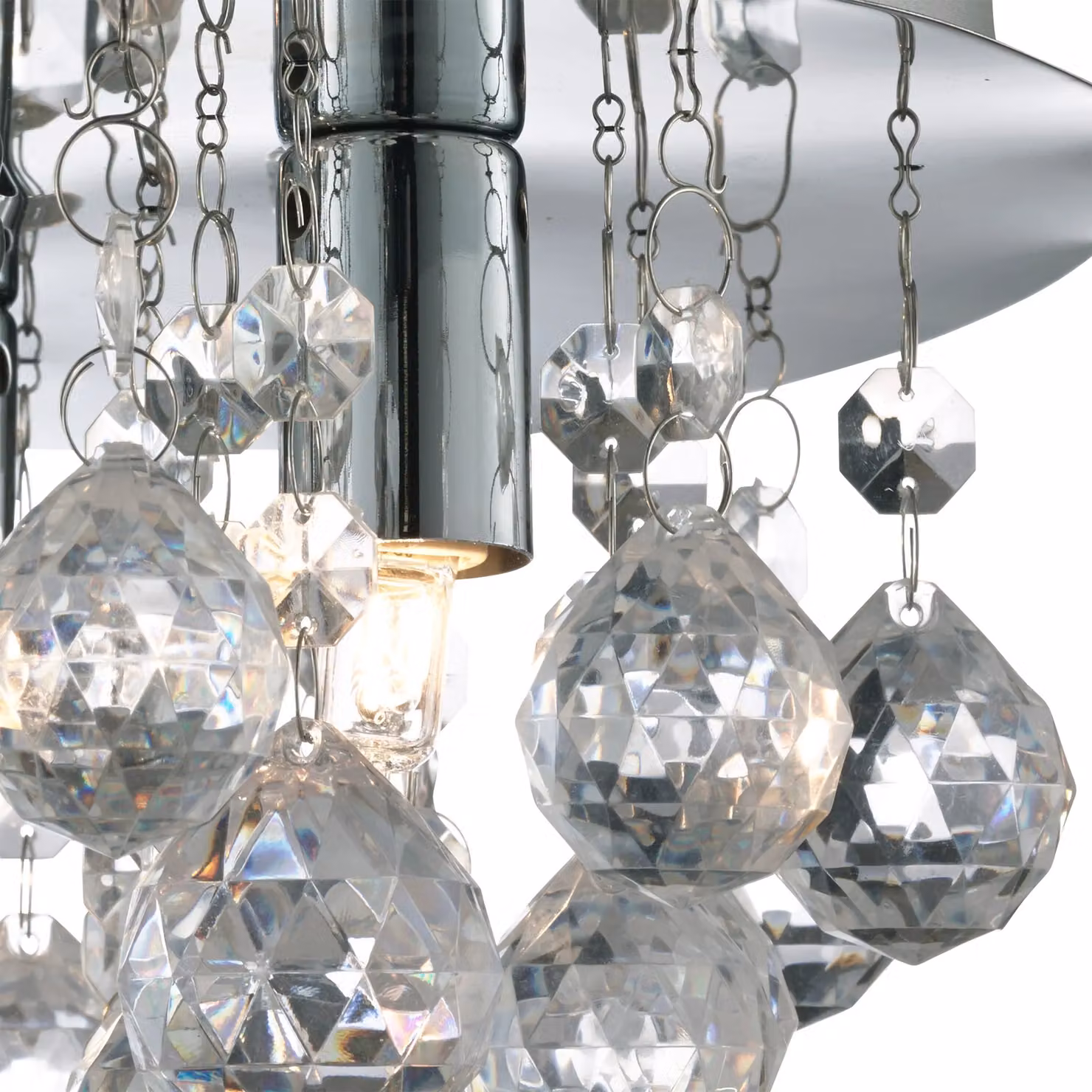 Lighting Collection 3-Light Modern Flush Ceiling Light in Chrome and Silver with Clear Acrylic – 3