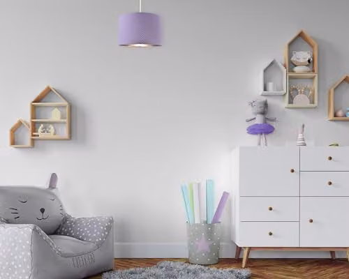 Happy Homewares Lilac Cotton Circular Drum Lamp Shade with Silver Inner, Diameter: 25.4 cm – 2