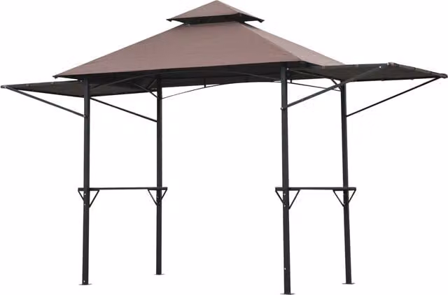 Outsunny Coffee Waterproof BBQ Tent Camping Picnic Gazebo Marquee Shelter, W: 250 cm, D: 150 cm, H: 255 cm – 1