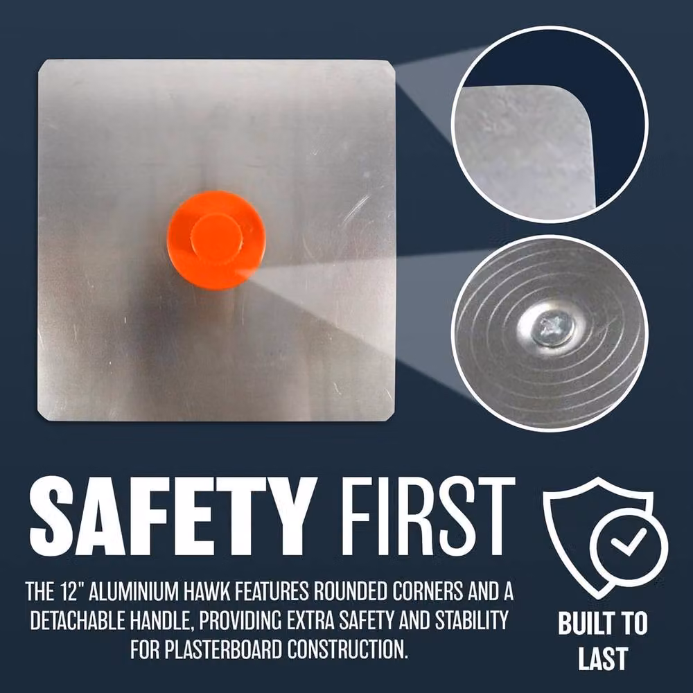 Marksman 12 Inch Aluminium Plastering Hawk with Rounded Corners in Silver – 5