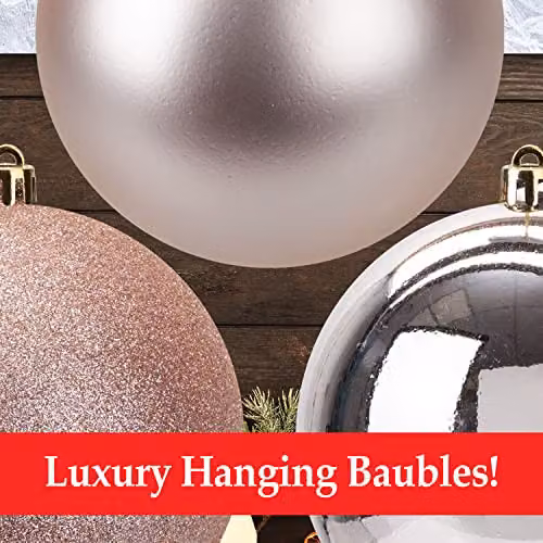 VFM e-Store Gold Round Christmas Baubles, 4 Pack – 4