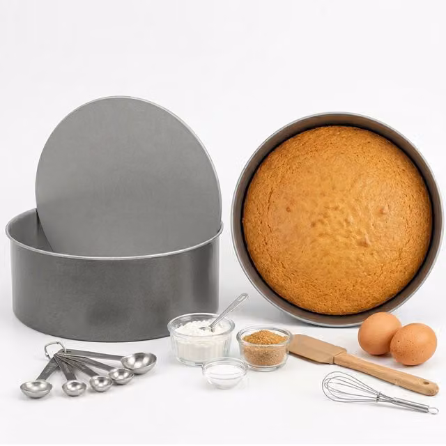 Storm Trading Group Set of 2 Silver Non-Stick Round Loose Base Deep Cake Tins, Diameter: 23 cm