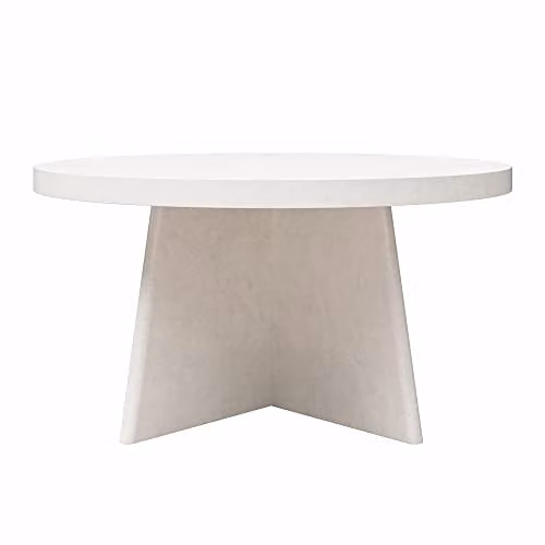 Dorel Home Furnishings Liam Round Coffee Table in White and Beige, W: 90 cm, D: 90 cm, H: 46 cm – 1