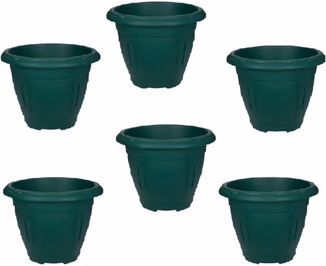 Whitefurze Green Round Venetian Decorative Plastic Garden Flower Planter, Diameter: 24 cm