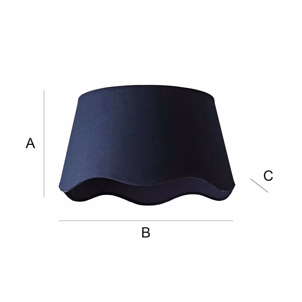 ValueLights Mabel Large Scallop Edge Linen Lamp Shade in Blue, Diameter: 30 cm – 5