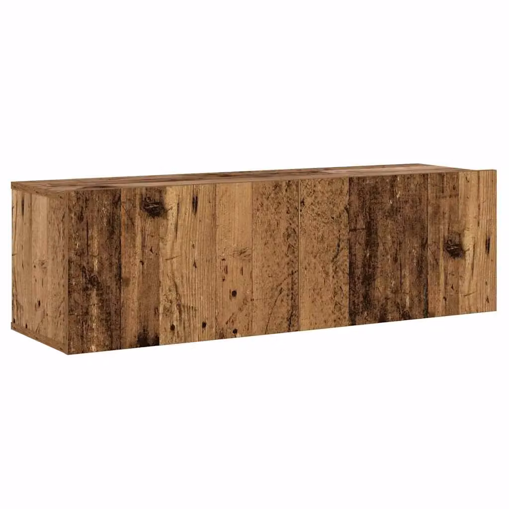 Berkfield Home Set of 3 Modern Wall Mounted TV Cabinets in Brown Old Wood Finish – 3