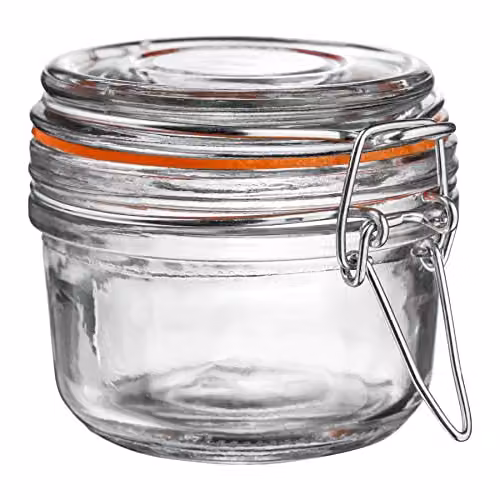 Argon Tableware Set of 6 Leakproof Glass Storage Jars with Clip Lids and Labels, 125ml, Transparent – 3