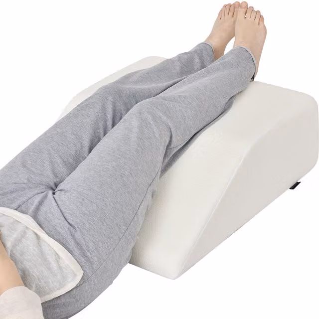 Costway White Memory Foam Wedge Leg Rest and Knee Support Pillow with Removable Washable Cover