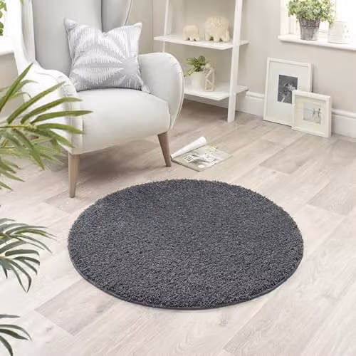 My Mat Grey Round Non-Slip Washable Shaggy Pile Rug, Diameter: 100 cm – 2