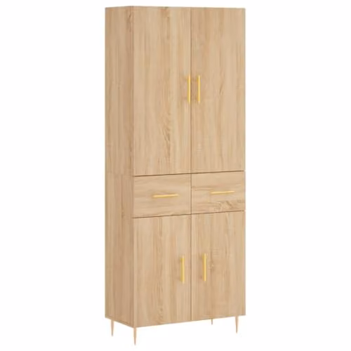 vidaXL Modern Sonoma Oak Highboard Sideboard with Drawers and Doors, Brown