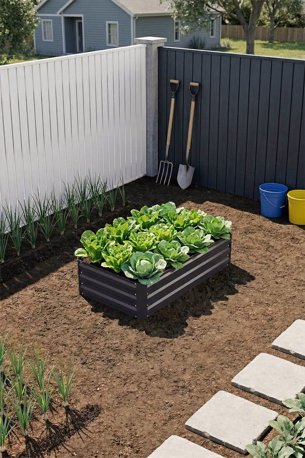 Garden Sanctuary Black Galvanised Steel Raised Garden Bed W/D/H: 60 x 60 x 30 cm – 2