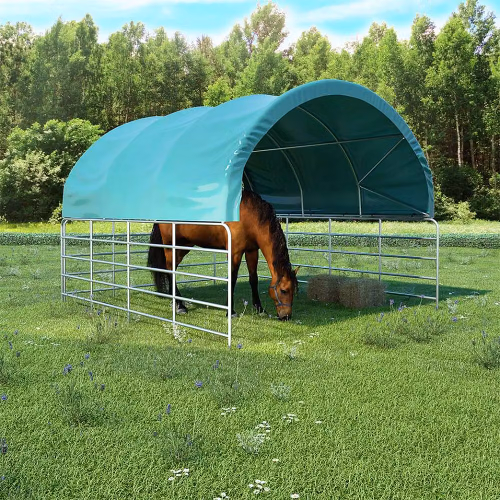 Berkfield Home Green PVC and Steel Curved Dome Livestock Tent W/D/H: 370 x 370 x 160 cm – 2