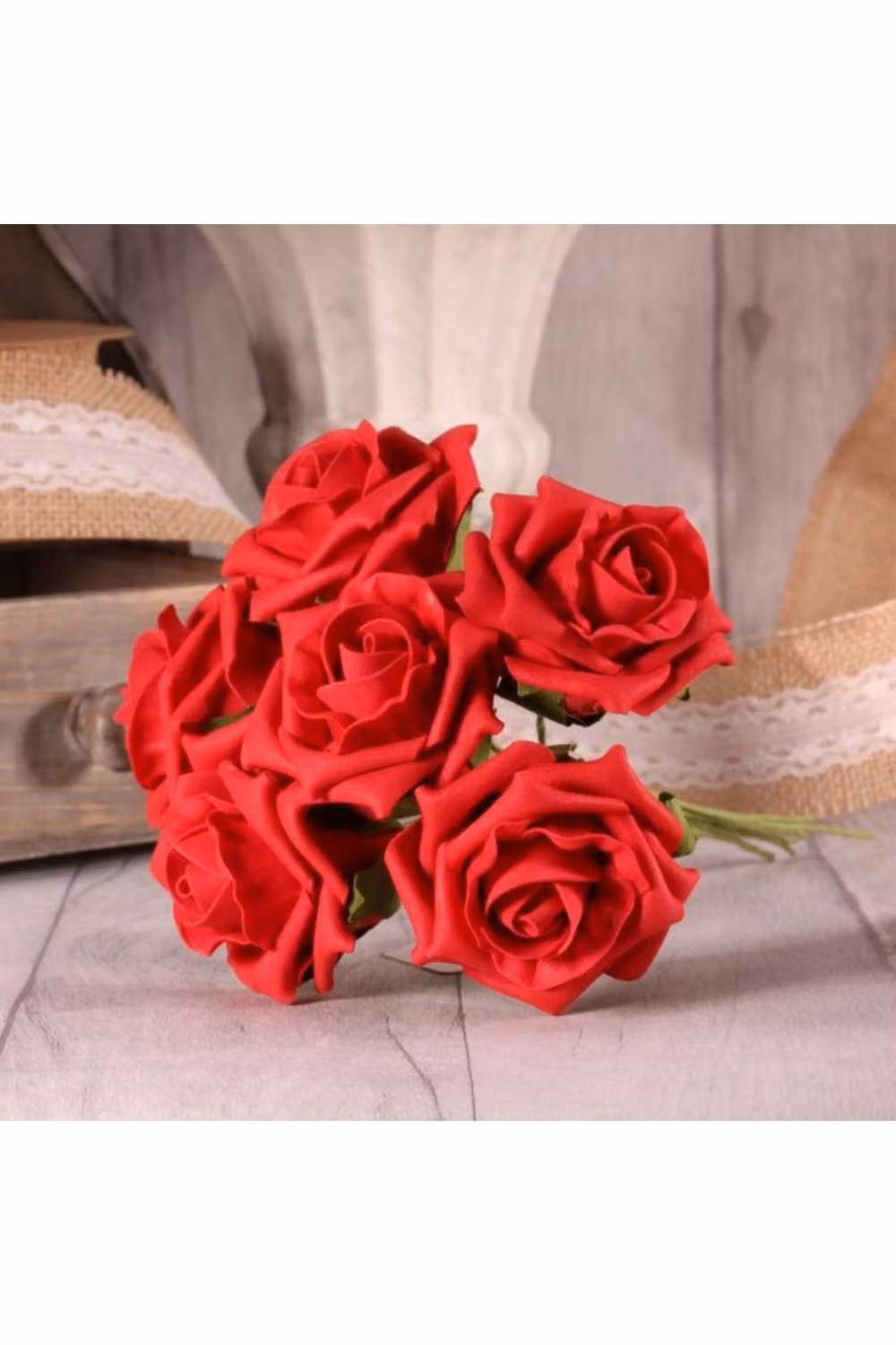 KDMD 4 Pack of Red Foam Tea Roses for Weddings – 2