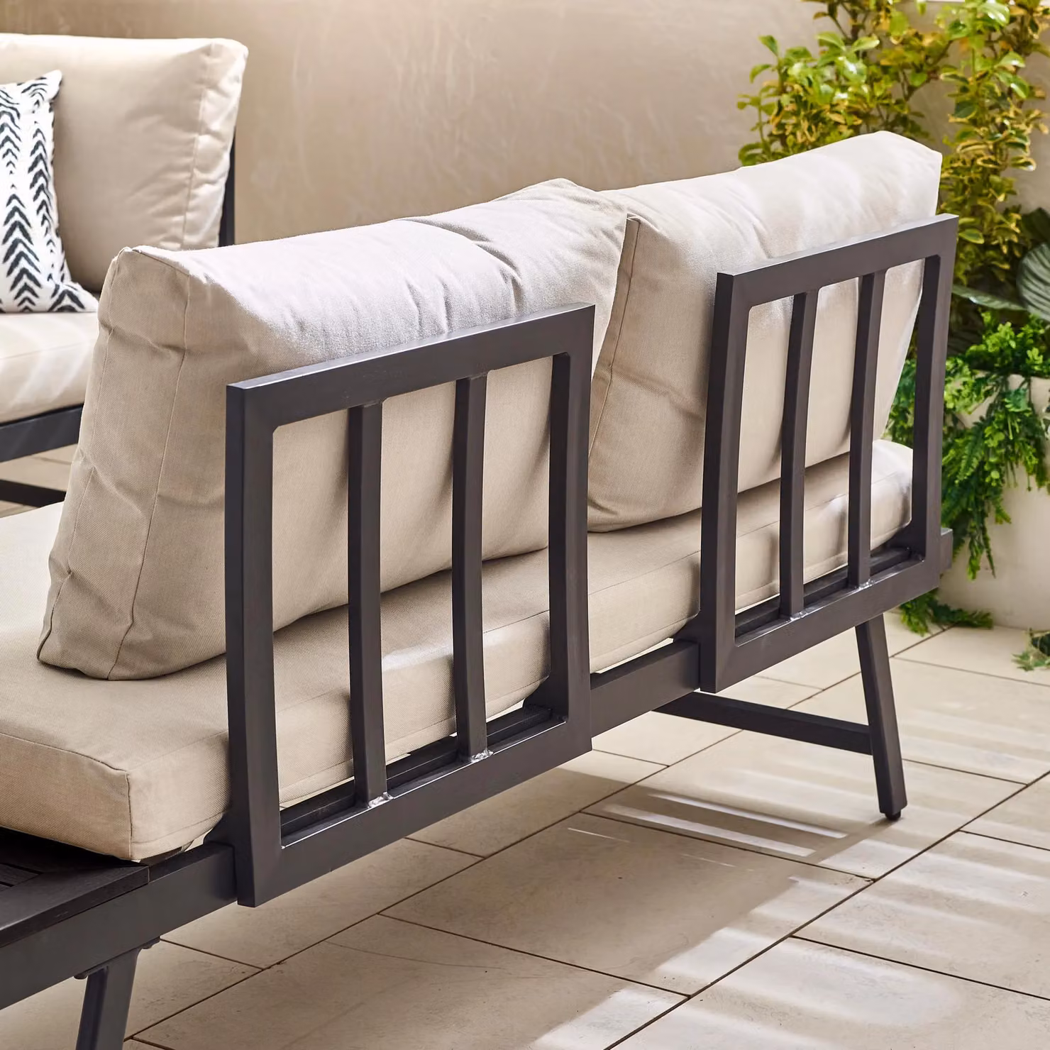 FurnitureboxUK Modern 2 Seater Outdoor Garden Sofa and Coffee Table Set with Upholstered Weather Resistant Cushions in Grey – 3
