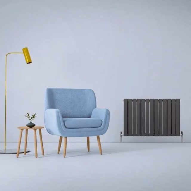 Monstershop Designer Flat Panel Steel Radiator in Anthracite Grey, H: 60.0 cm, W: 91.0 cm