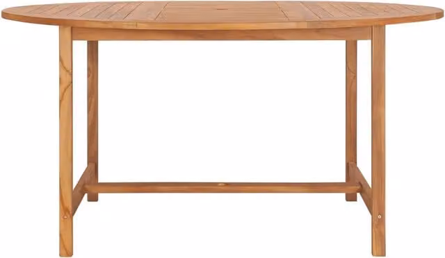 Berkfield Home Solid Teak Wood Garden Table in Brown W: 150 cm, D: 76 cm – 1