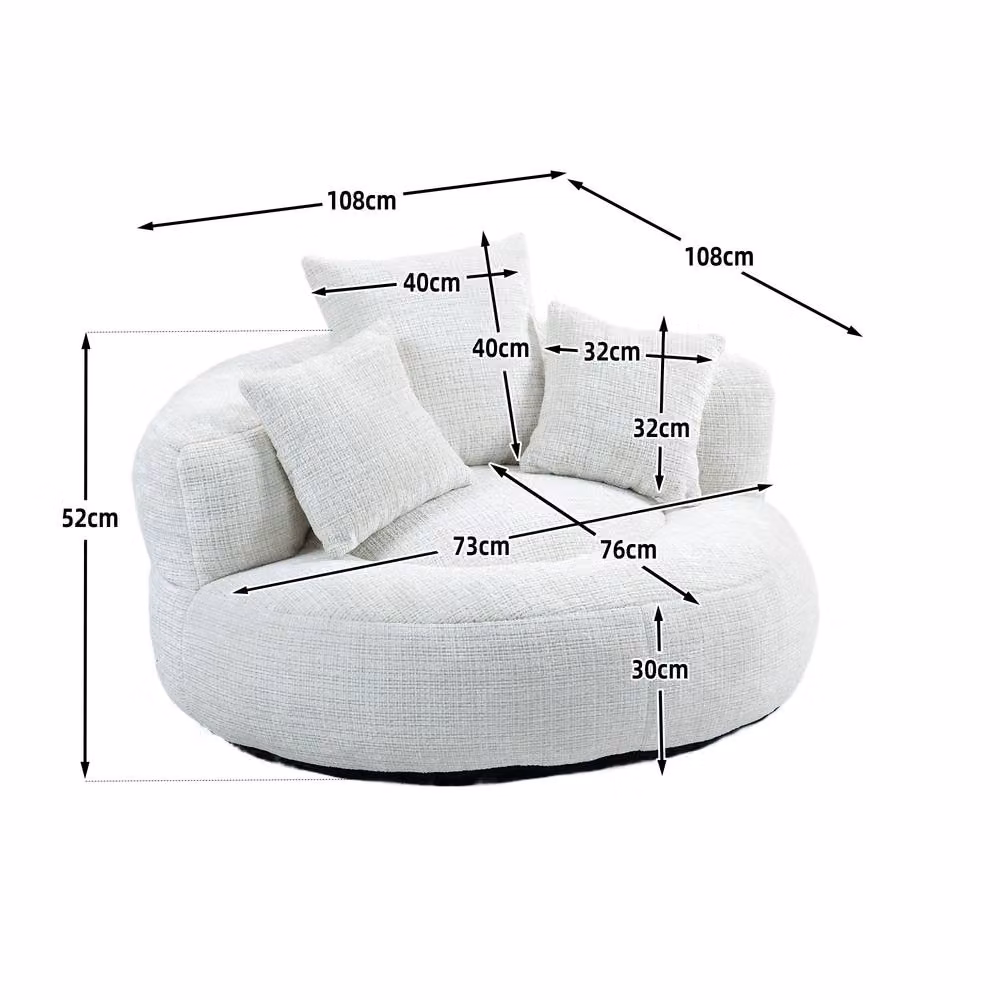 Direct Wicker Beige Chenille High Back Lazy Sofa Bean Bag Chair – 2