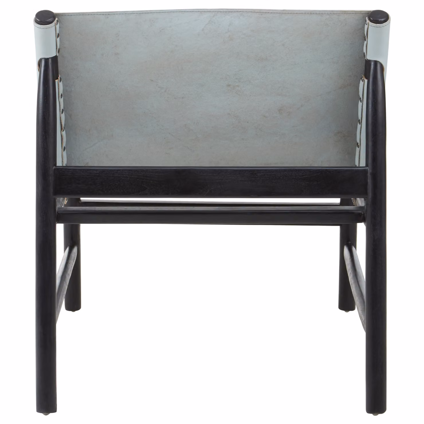 Orsina Grey Plain Cow Leather Armchair with Black Wooden Frame – 4