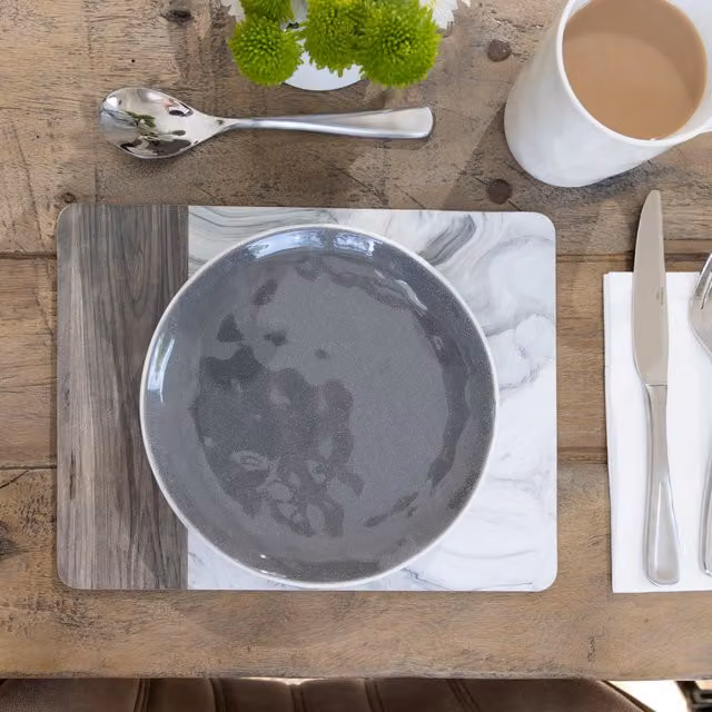 Creative Tops Set of 6 Modern Graphic Cork Placemats in White and Grey