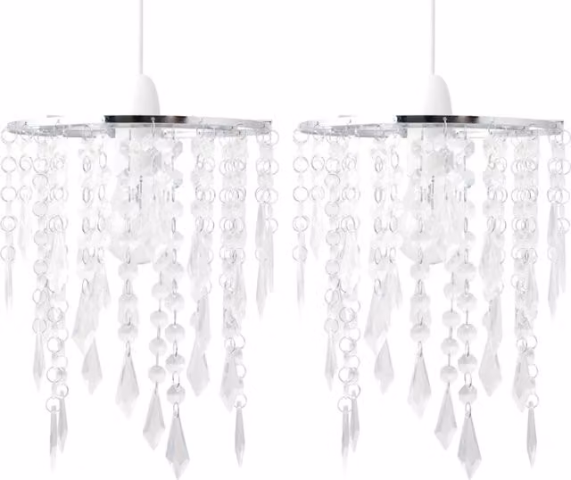 First Choice Lighting Set of 2 Modern Round Chrome and Transparent Jewel Light Shades