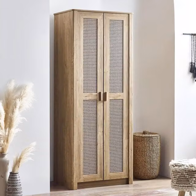 Julian Bowen Sydney Wardrobe with Rattan-effect Sticker Front in Brown