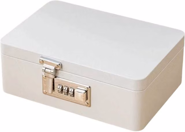 FLAVORA White Iron Combination Lock Storage Box with Flip Top Lid