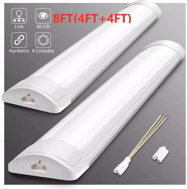 FLAVORA White Linkable LED Batten Light Set of 4, 120 cm Each