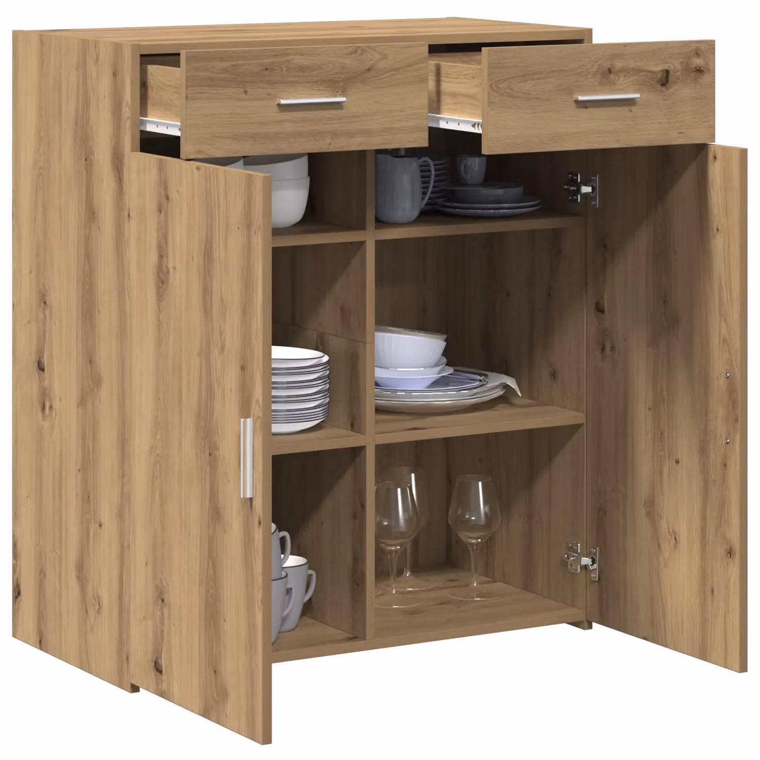 Berkfield Home Artisan Oak Storage Cabinet in Brown, W: 80 cm, D: 42.5 cm, H: 93.5 cm – 2