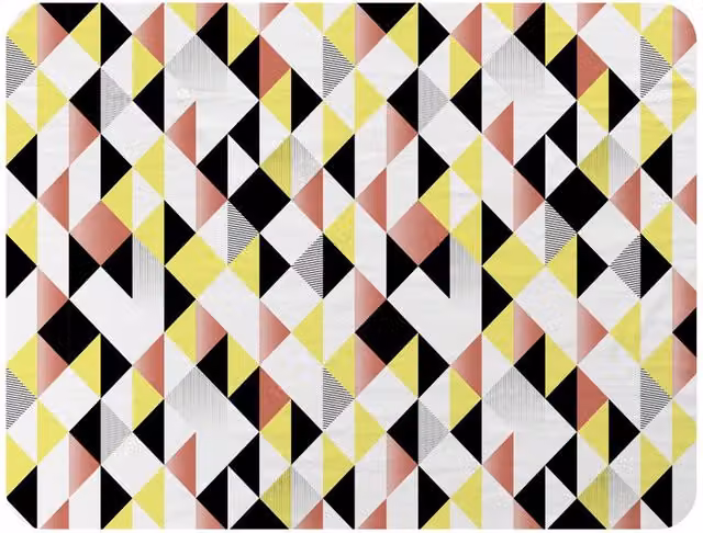 Benjamin Tate Design Geometric Pattern Fleece Blanket in Yellow, Pink and Black, W/D/H: 120 x 150 cm – 2