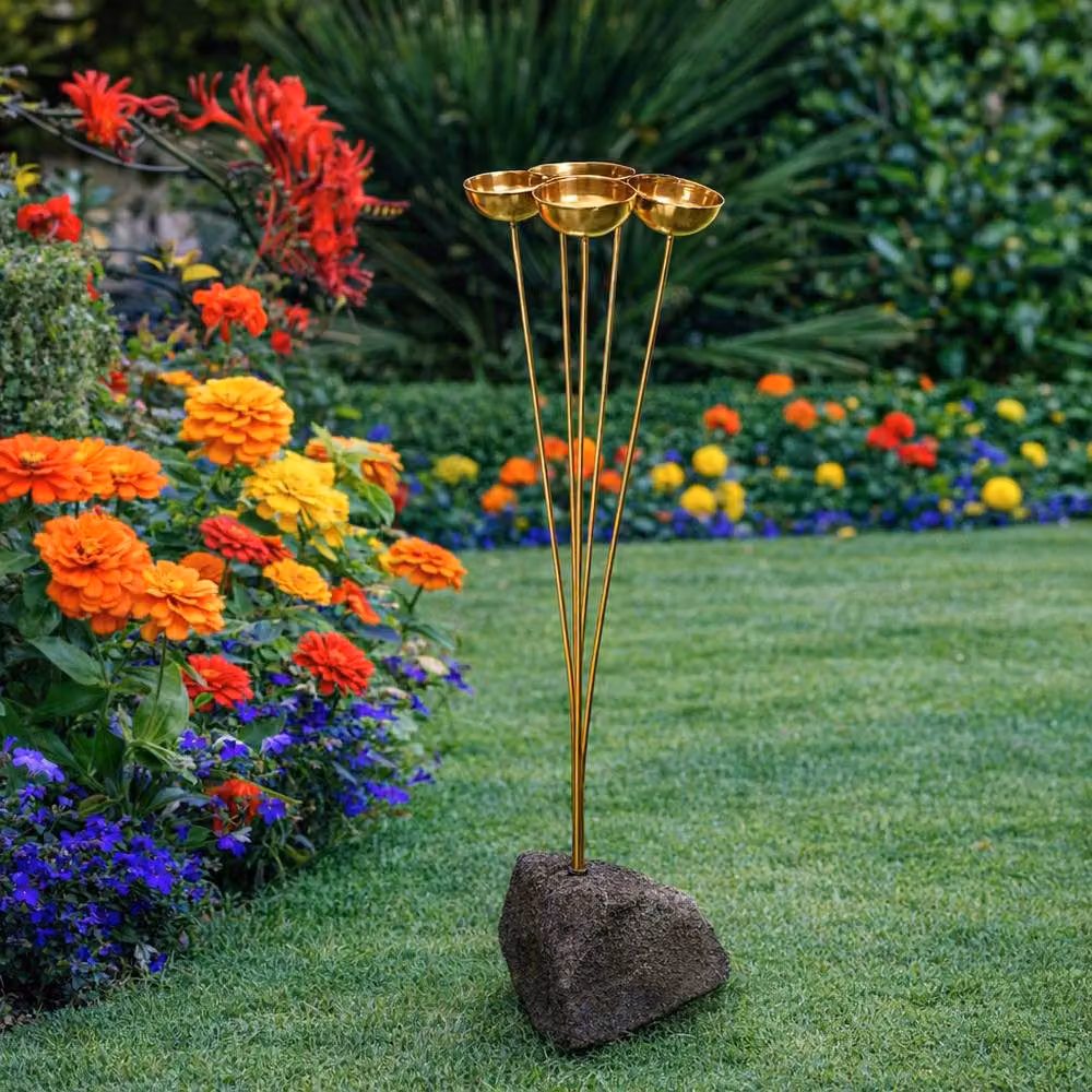 Woodstock Chimes Encore Brass Garden Bells Musical Sculpture in Gold – 2