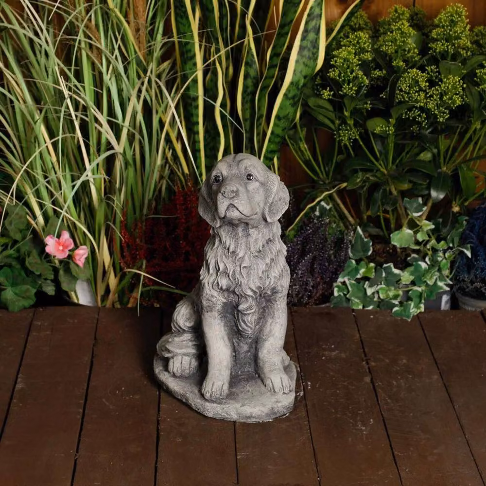 Havendro Grey Stone Cast Golden Retriever Garden Statue Ornament H 32.0 cm x W 21.0 cm x D 16.0 cm – 2