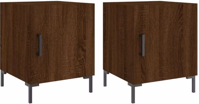 Berkfield Home Set of 2 Brown Oak Bedside Cabinets, W/D/H: 40 x 40 x 50 cm – 1