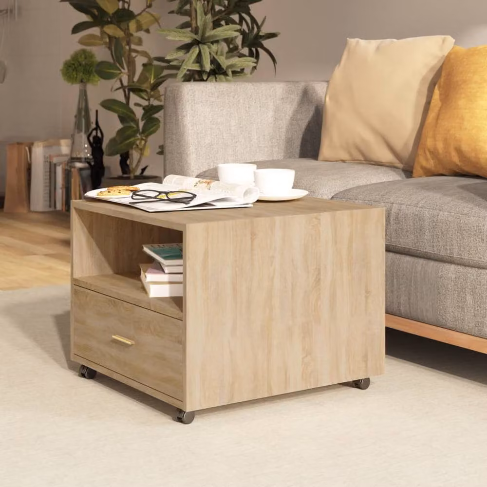 Berkfield Home Sonoma Oak Coffee Table in Brown, W/D/H: 55 x 55 x 40 cm – 2