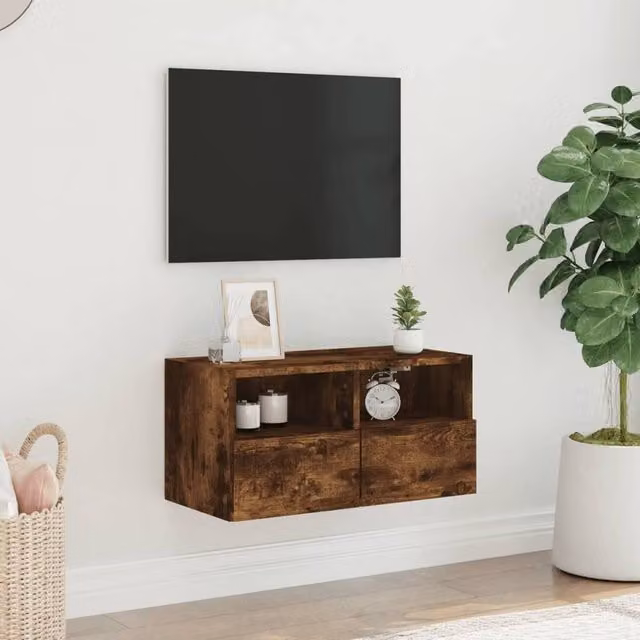 Berkfield Home Modern TV Wall Cabinet in Smoked Oak Brown, W/D/H: 60 x 30 x 30 cm – 1