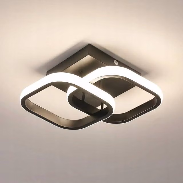 COMELY 22W Square Modern Aluminium LED Ceiling Light in Black with 4500K Natural Light – 1