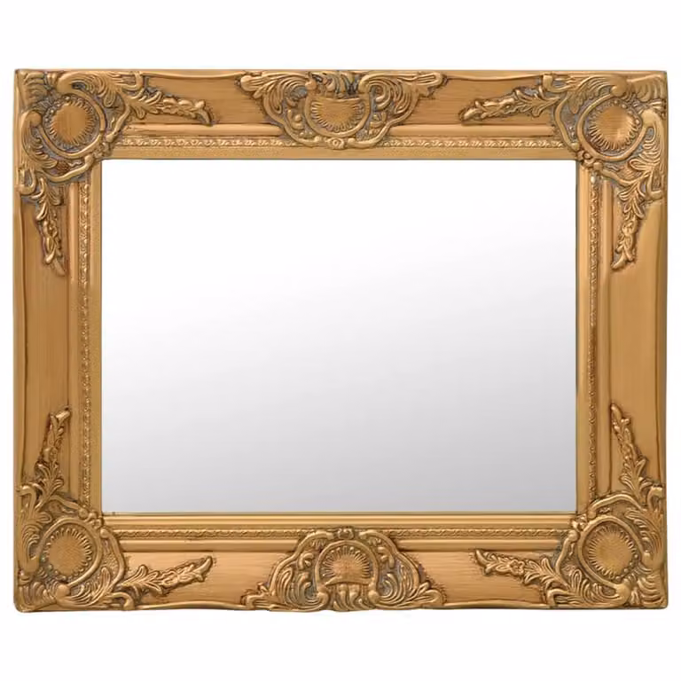 Berkfield Home Baroque Style Rectangular Wall Mirror in Gold, W: 50 cm, H: 40 cm