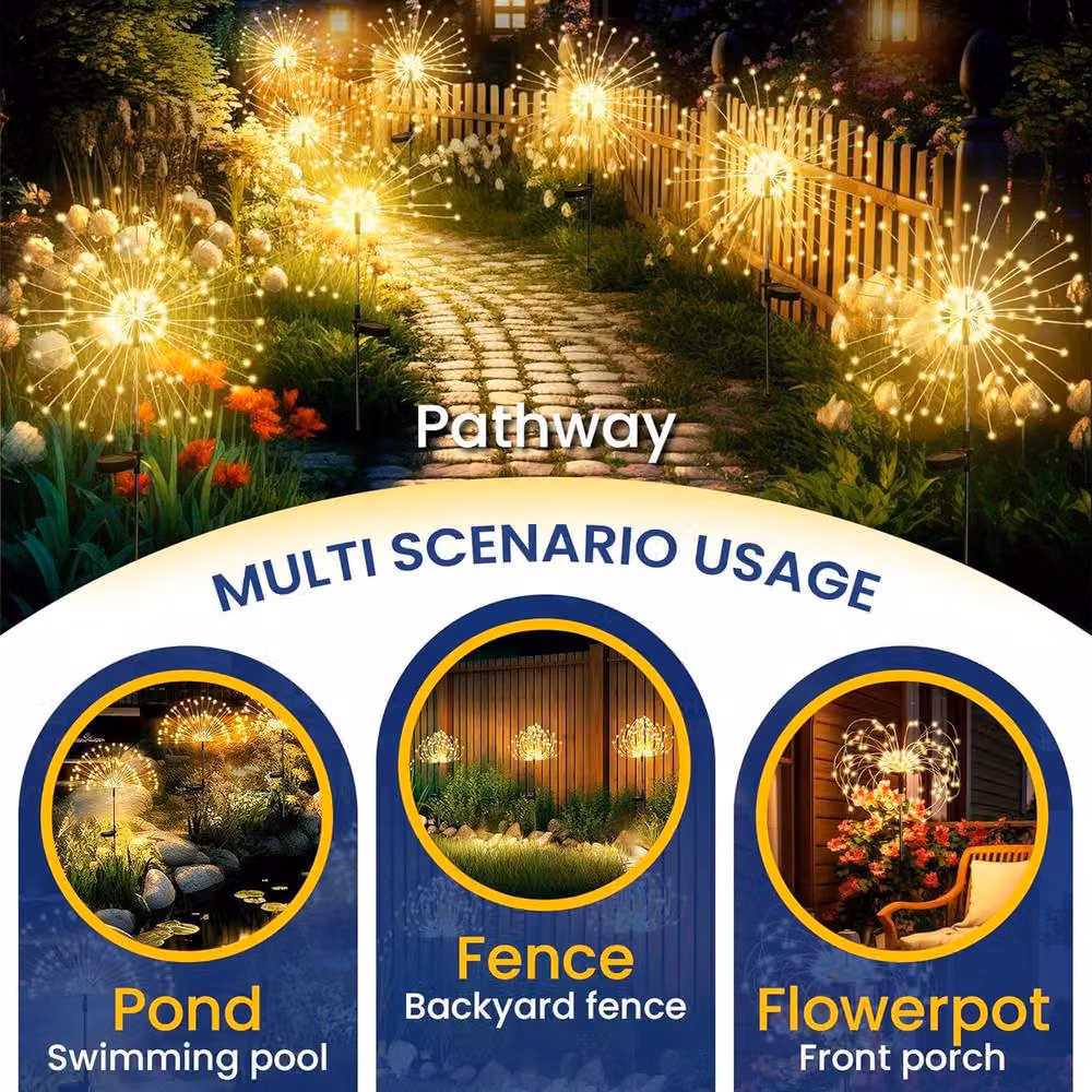 Garwarm Solar Starburst Firework LED Lights in Warm White – 3