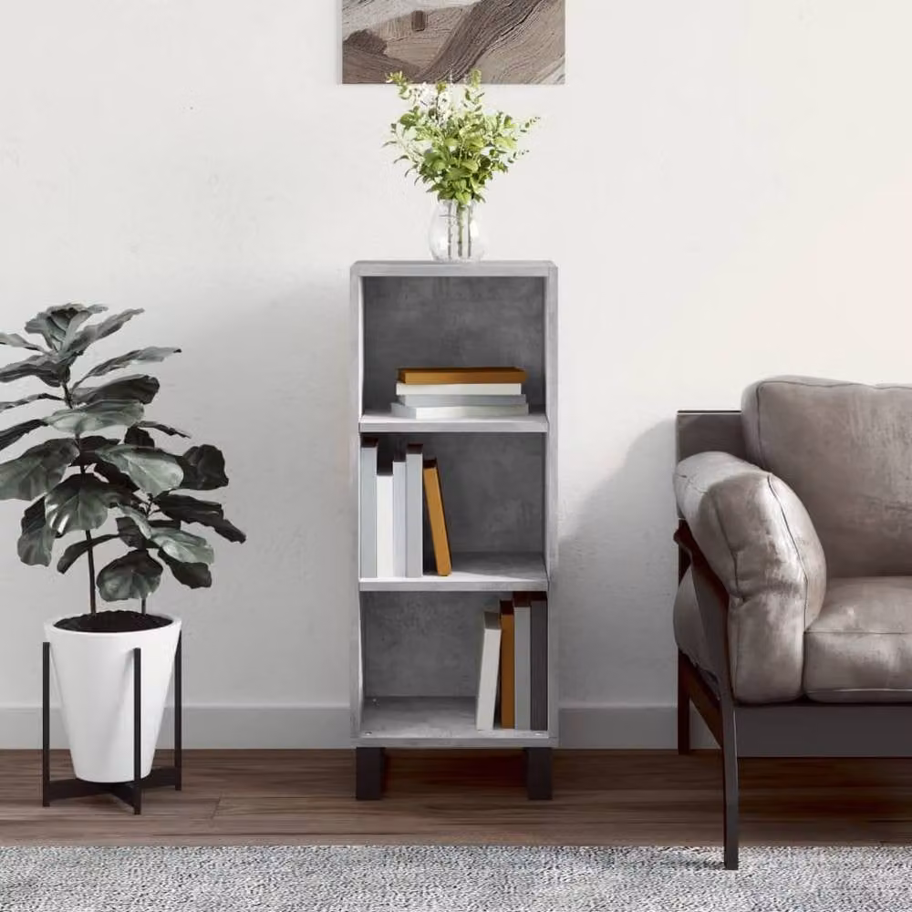 Berkfield Home Sideboard in Concrete Grey, W/D/H: 34.5 x 32.5 x 90 cm – 1