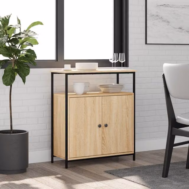 Berkfield Home Sonoma Oak Sideboard in Brown, W/D/H: 70 x 30 x 80 cm