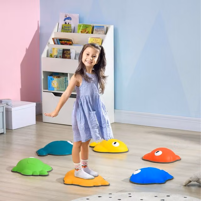 AIYAPLAY Kids Sensory Balance Stepping Stones, Yellow and Multicolour, Set of 6