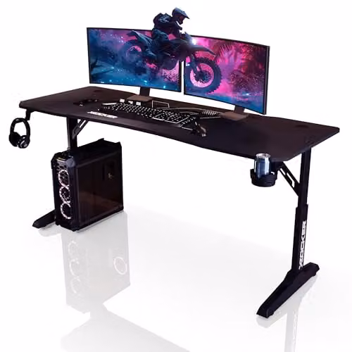 X Rocker Cougar XL Height Adjustable Gaming Desk with Mousepad, Black, W: 160 cm, D: 60 cm – 3