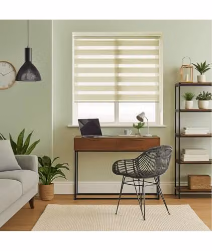New Edge Blinds Natural Zebra Day and Night Roller Blind in Beige and Sand, W: 45 cm, H: 165 cm – 2
